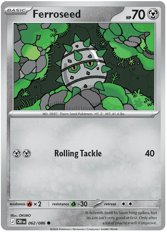 Ferroseed common Pokémon kaart nummer 062 uit de set Chaos Rising
