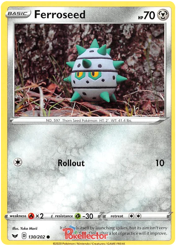 Ferroseed 130/202 common kaart uit de Pokémon Sword & Shield Base Set