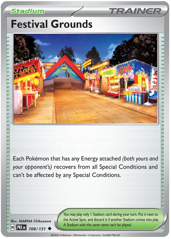 Festival Grounds common kaart #108 uit de Pokémon Prismatic Evolutions set