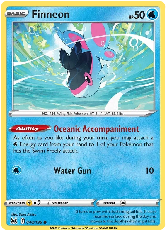 Finneon common kaart 040/196 uit de Pokémon Lost Origin set
