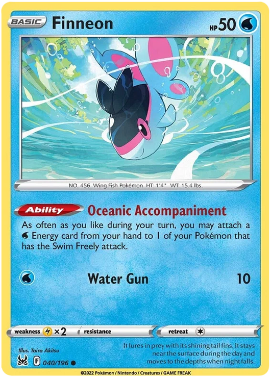 Finneon common kaart 040/196 uit de Pokémon Lost Origin set