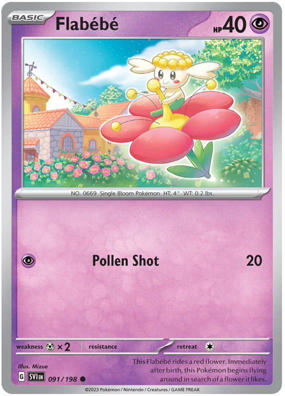 Flabébé common Pokémon kaart #091/198 uit de Scarlet & Violet basisset