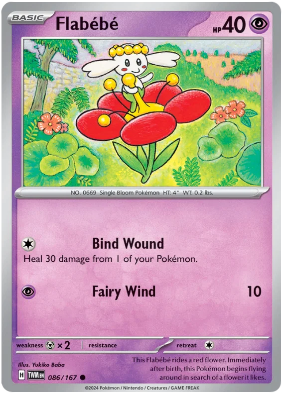Flabébé common Pokémon kaart #086 uit de Twilight Masquerade set