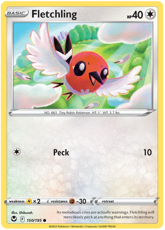 Fletchling common kaart #150 uit de Pokémon Silver Tempest set