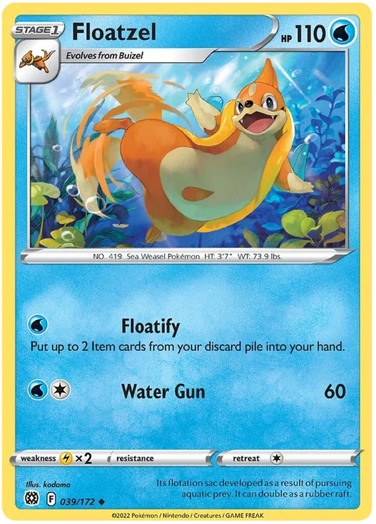 Floatzel common kaart 039/172 uit de Pokémon Brilliant Stars set