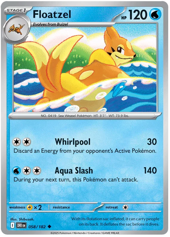 Floatzel common kaart #058 uit de Pokémon Destined Rivals set