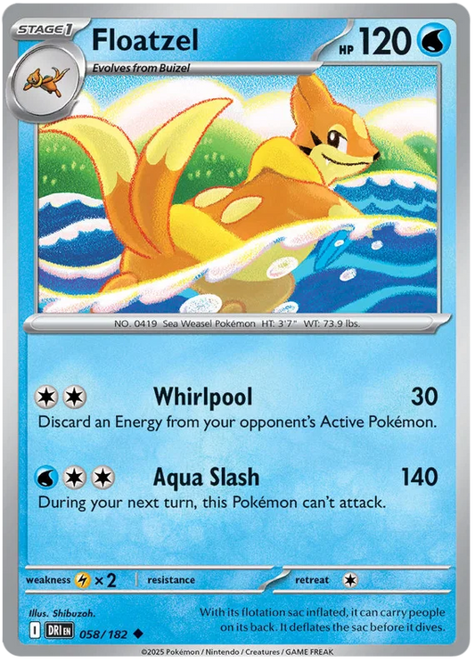 Floatzel common kaart #058 uit de Pokémon Destined Rivals set