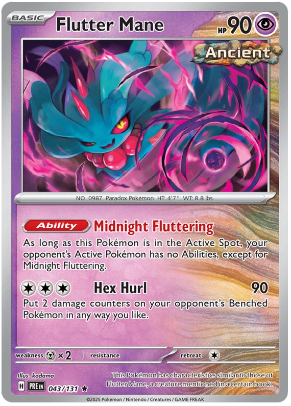 Flutter Mane Holo kaart #043 uit Pokémon Prismatic Evolutions set