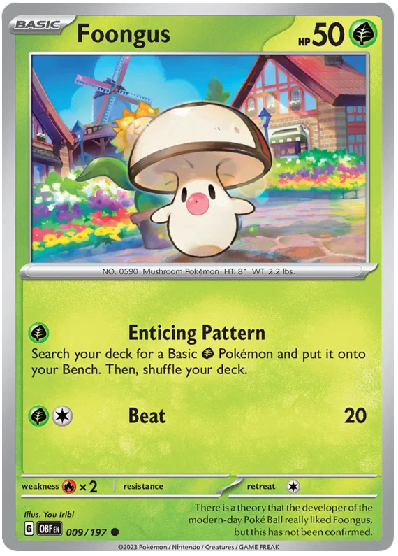 Foongus common kaart #009 uit de Pokémon Obsidian Flames set