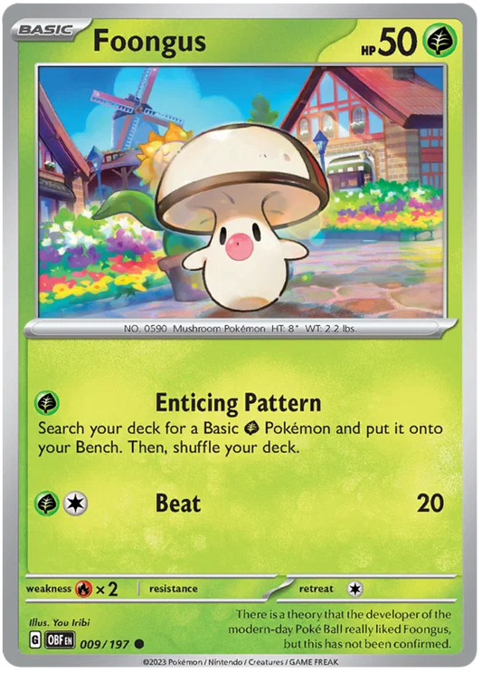 Foongus common kaart #009 uit de Pokémon Obsidian Flames set