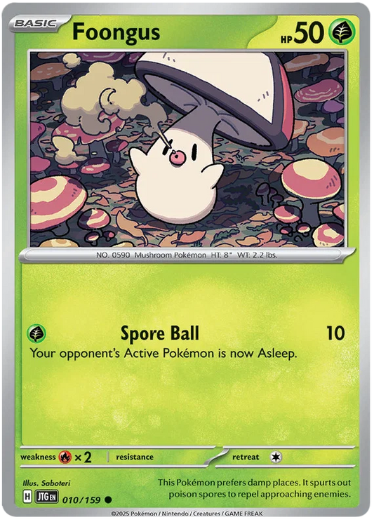 Foongus common kaart #010 uit de Pokémon Journey Together set