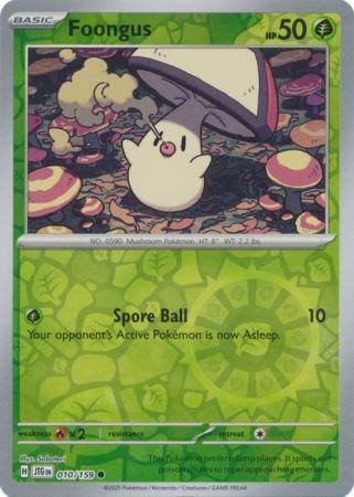 Foongus #010 Reverse Holo kaart uit Pokémon Journey Together set