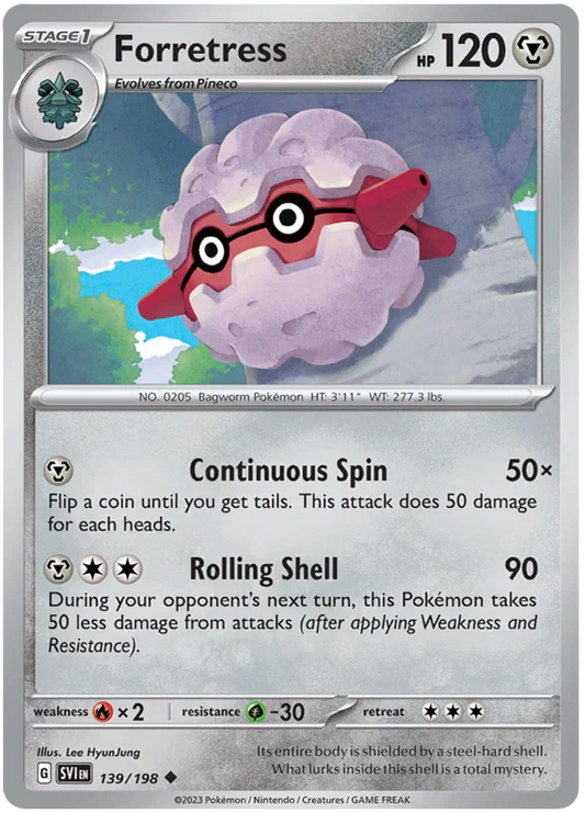 Forretress common kaart nummer 139 uit de Pokémon Scarlet & Violet set