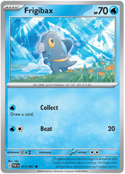 Frigibax common kaart #017 uit de Pokémon Paldean Fates set