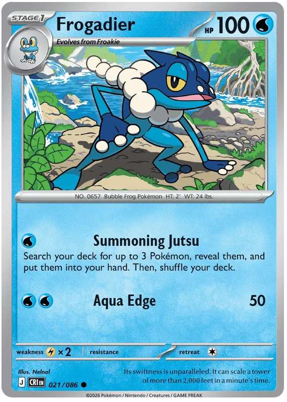 Frogadier common Pokémon kaart nummer 021 uit de Chaos Rising set
