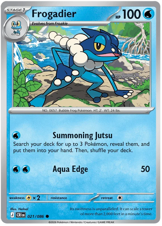 Frogadier common Pokémon kaart nummer 021 uit de Chaos Rising set