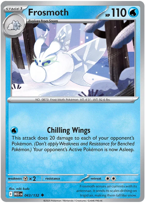 Pokémon kaart Frosmoth #043 common uit de Mega Evolution set