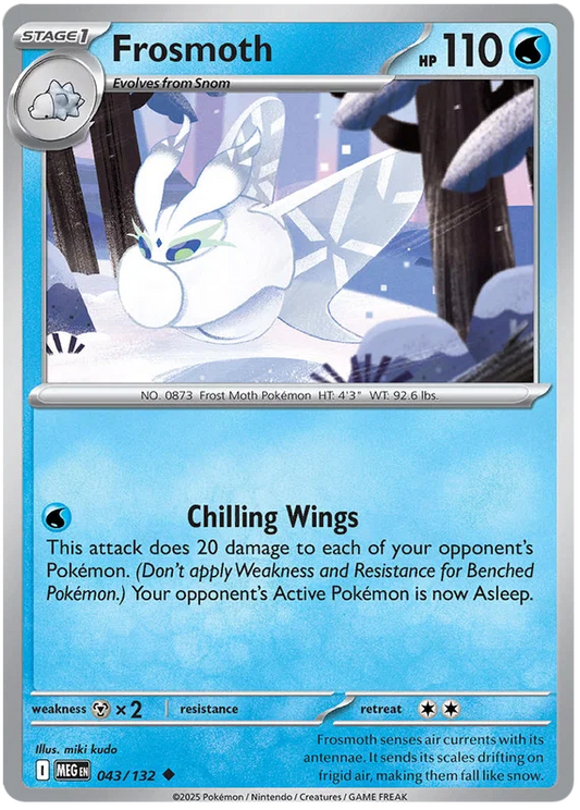 Pokémon kaart Frosmoth #043 common uit de Mega Evolution set
