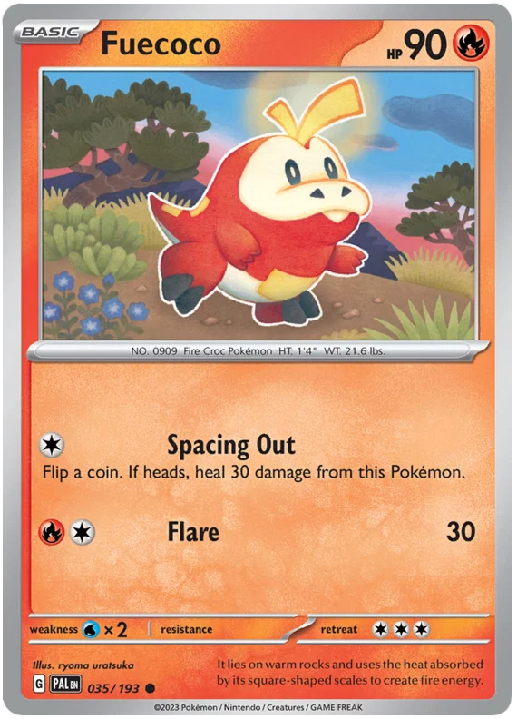 Fuecoco common kaart #035 uit de Pokémon Paldea Evolved set