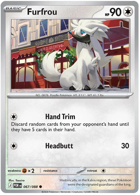 Furfrou common Pokémon kaart nummer 067 uit de Perfect Order set