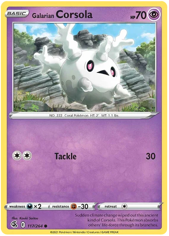 Galarian Corsola common kaart uit de Pokémon Fusion Strike set, nummer 117/264