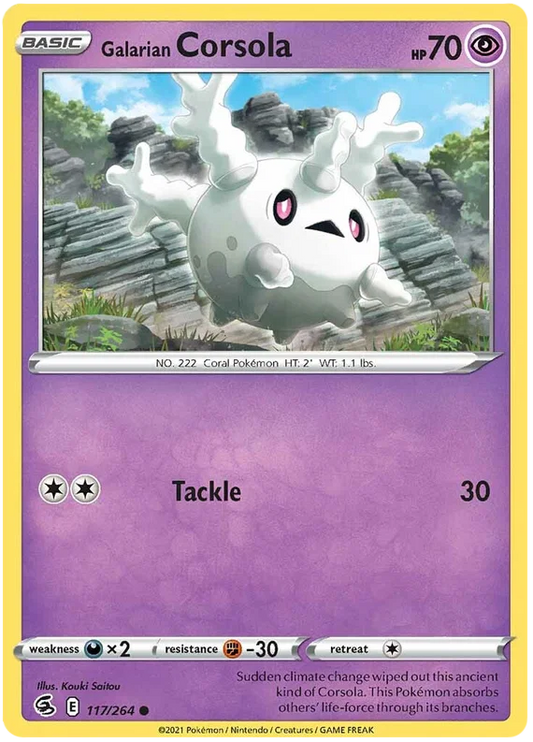 Galarian Corsola common kaart uit de Pokémon Fusion Strike set, nummer 117/264