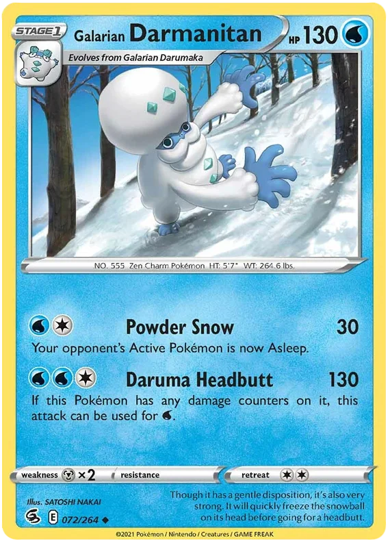 Galarian Darmanitan common kaart uit de Pokémon Fusion Strike set, nummer 072/264
