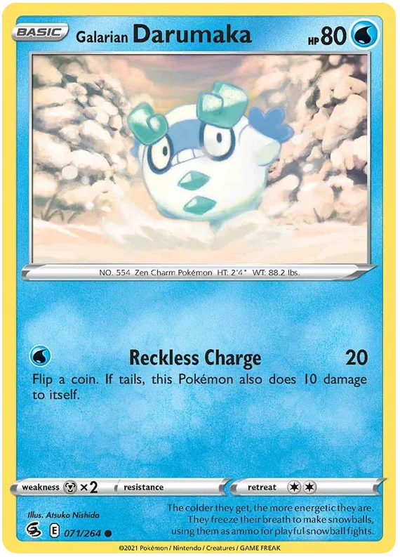 Galarian Darumaka Pokémon kaart 071/264 uit de Fusion Strike set, common rarity