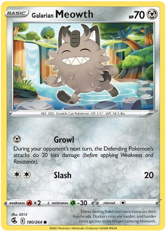 Galarian Meowth common kaart 180/264 uit Pokémon Fusion Strike