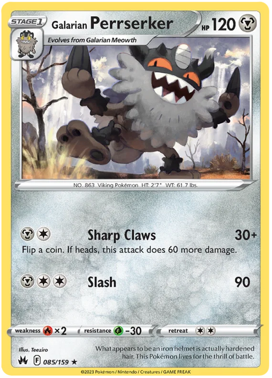 Galarian Perrserker common kaart #085 uit de Pokémon Crown Zenith set