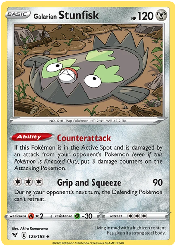 Galarian Stunfisk common #125/185 Pokémon kaart uit de Vivid Voltage set