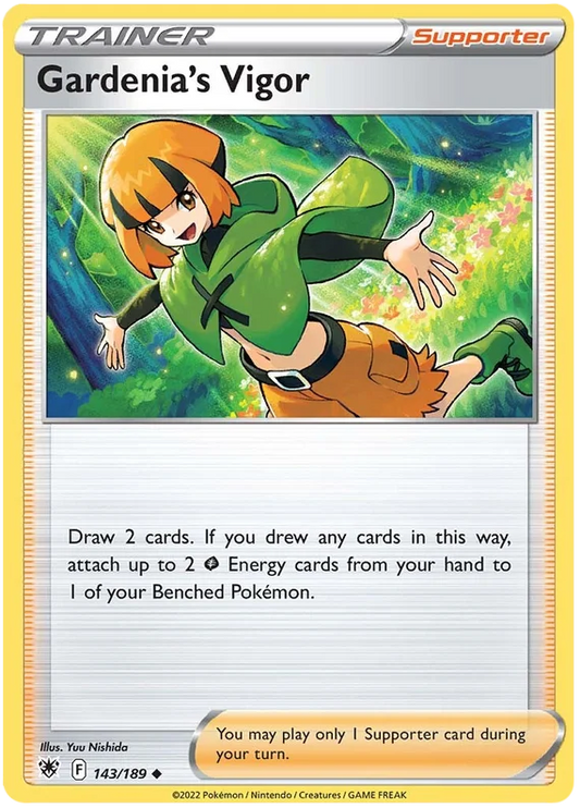 Gardenia's Vigor Trainer Supporter kaart 143/189 uit Pokemon Astral Radiance set