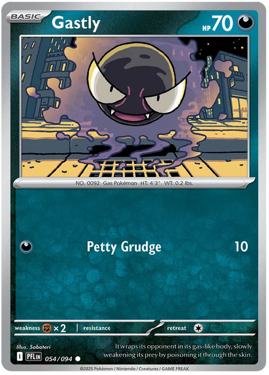 Gastly common kaart #054 uit de Pokémon Phantasmal Flames set