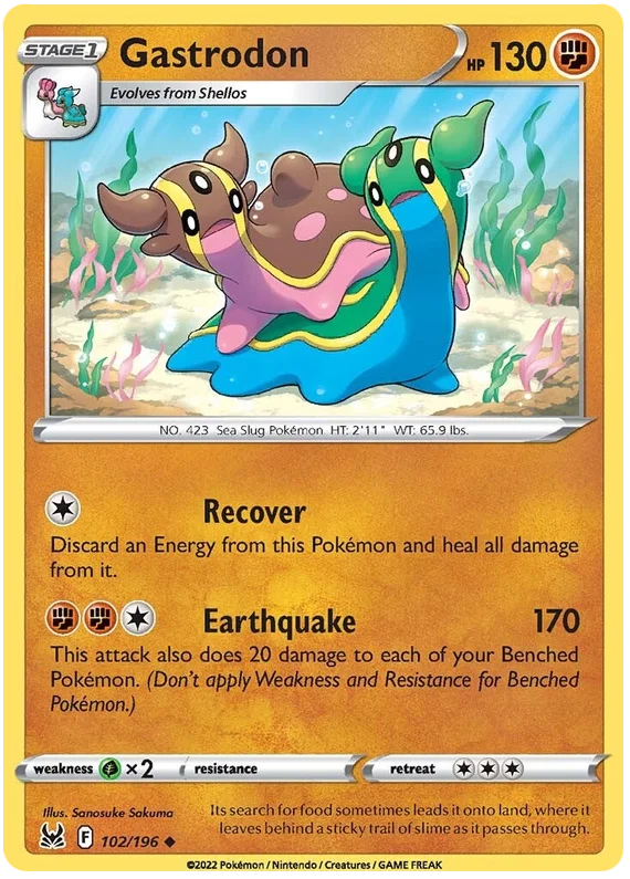 Gastrodon common Pokémon kaart nummer 102/196 uit de Lost Origin set