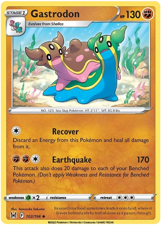 Gastrodon common Pokémon kaart nummer 102/196 uit de Lost Origin set