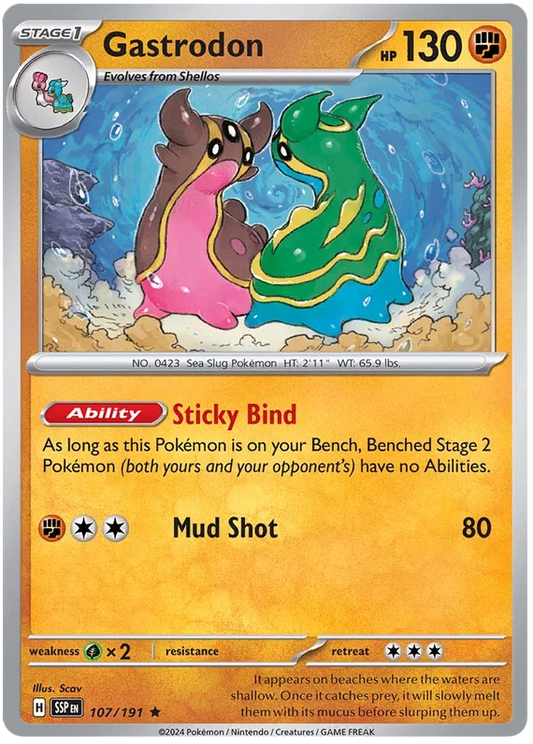 Gastrodon Holo kaart #107 uit de Pokémon set Surging Sparks