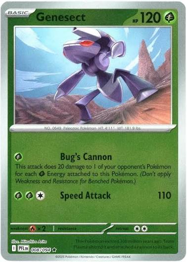 Genesect #008 Reverse Holo kaart uit de Pokémon Phantasmal Flames set