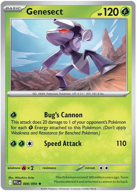 Genesect Holo #008 losse kaart uit Pokémon Phantasmal Flames set