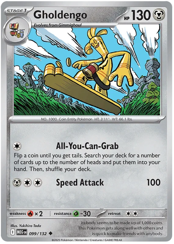 Gholdengo common Pokémon kaart #099 uit de Mega Evolution set