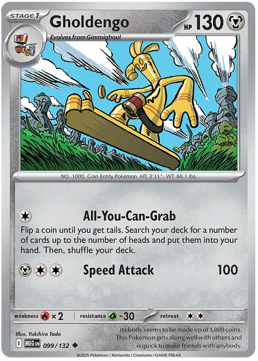 Gholdengo common Pokémon kaart #099 uit de Mega Evolution set