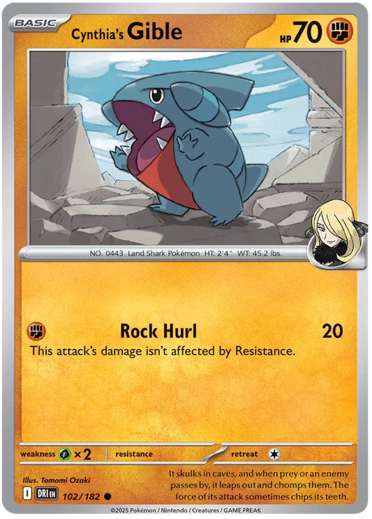 Pokémon Gible common kaart nummer 102 uit Destined Rivals