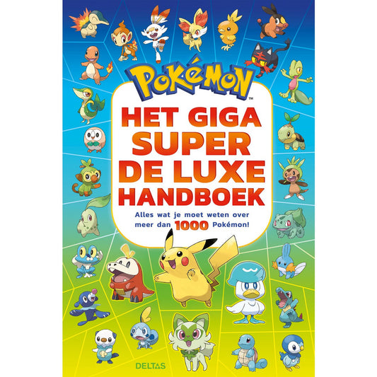 De voorkant van het Pokémon Giga Super-de-Luxe Handboek, de ultieme encyclopedie voor trainers.