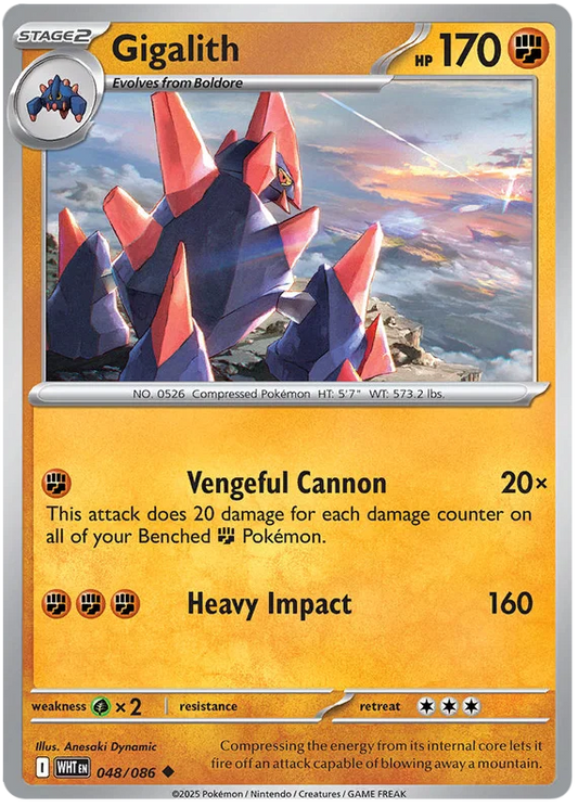 Pokémon Gigalith #048 common kaart uit de White Flare set
