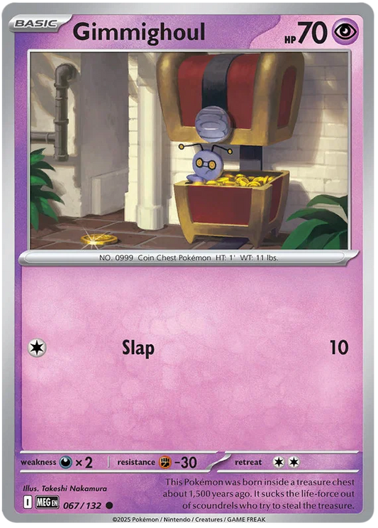 Pokémon Gimmighoul #067 common kaart uit de Mega Evolution set