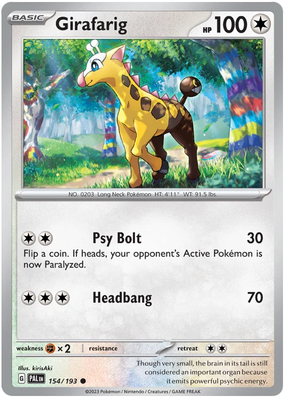 Girafarig common kaart #154 uit de Pokemon Paldea Evolved set