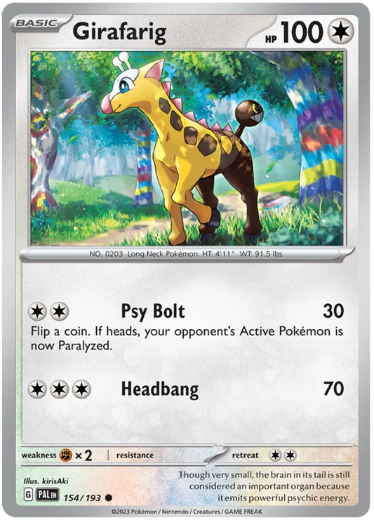 Girafarig common kaart #154 uit de Pokemon Paldea Evolved set