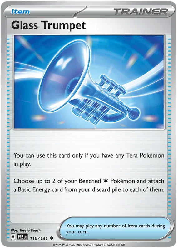 Glass Trumpet #110 common Trainerkaart uit de Pokémon Prismatic Evolutions set