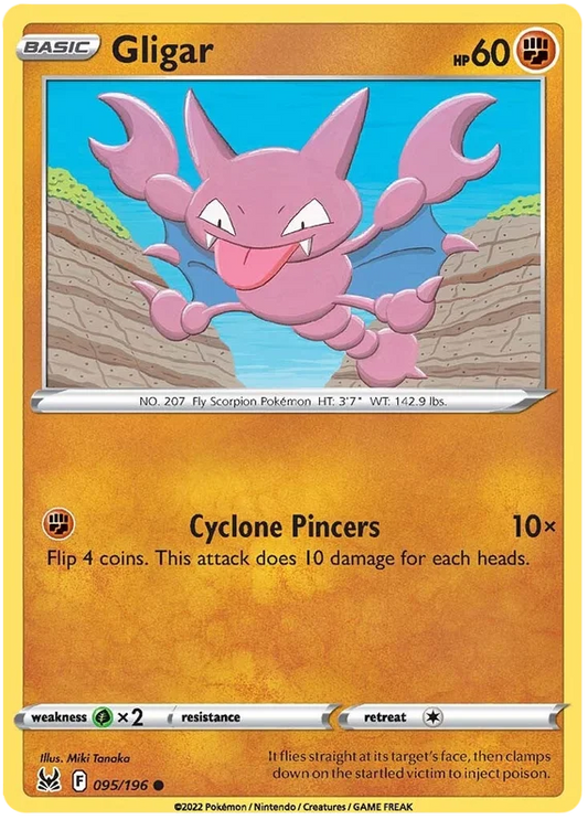 Pokémon kaart Gligar common 095/196 uit de Lost Origin set
