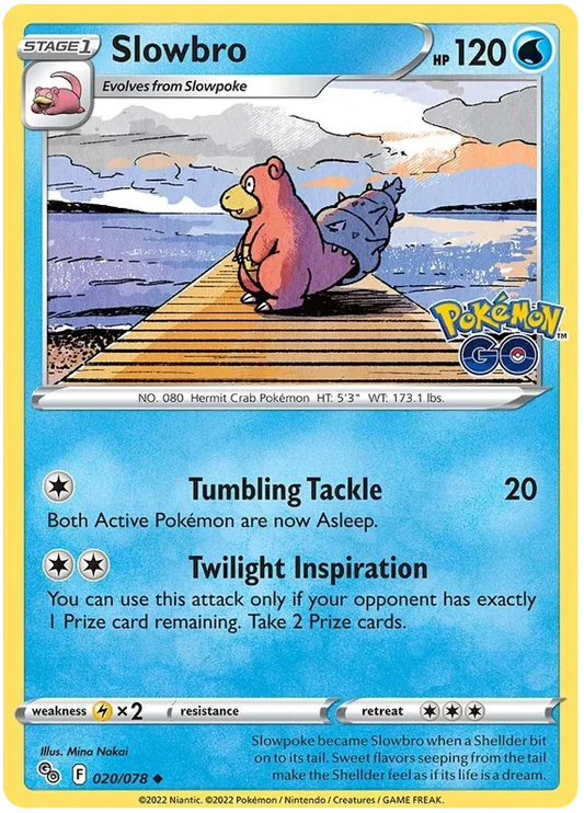 Slowbro kaart uit de Pokemon GO set met kaartnummer 020/078