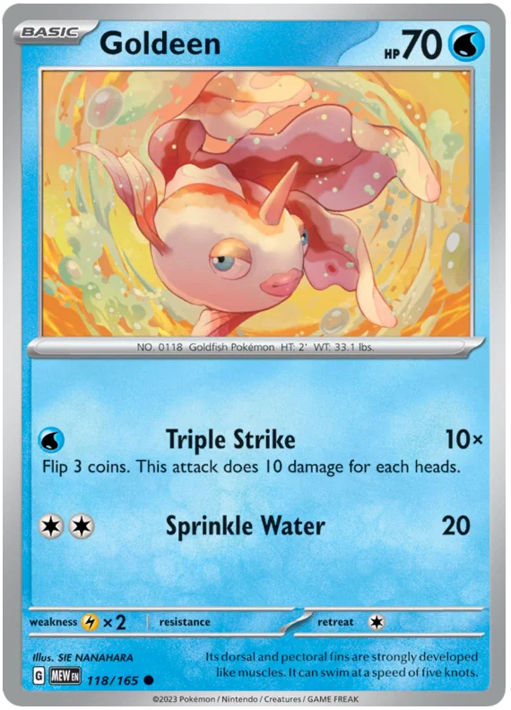 Pokémon Goldeen common kaart nummer 118 uit de 151 set